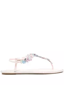 Сандалии с цветочной аппликацией Ren Caovilla, розовый