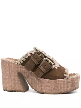 Сандалии с декоративной строчкой 90 мм Mou, коричневый