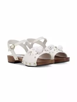 Сандалии с кристаллами Dolce & Gabbana Kids, белый