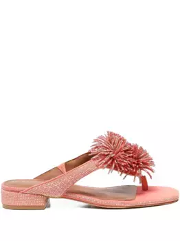 Сандалии с кристаллами и помпонами Kurt Geiger London, оранжевый