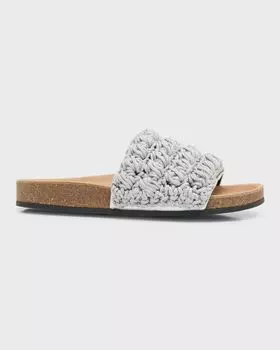 Сандалии с легкими шлепанцами из хлопка, связанные крючком JW Anderson, цвет Silver