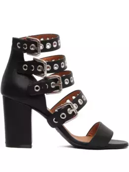 Сандалии с люверсами и пряжками 80 мм Via Roma 15, черный
