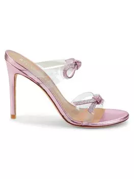 Сандалии с металлизированным декором и бантом Stuart Weitzman, розовый