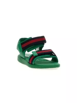 Сандалии с отделкой Web Gucci Kids, зеленый