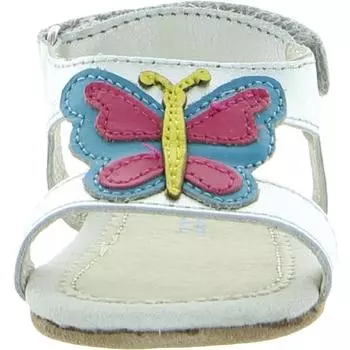 Сандалии с открытым носком для маленьких девочек-бабочек Robeez, серебро