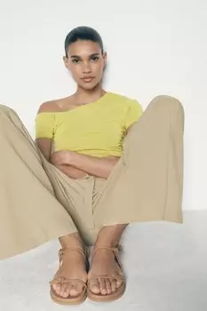 Сандалии с плетенками и шлепанцами ZARA, серо-коричневый