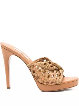 Сандалии с плетеными кожаными ремешками Casadei, нейтральный