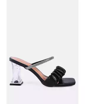 Сандалии с прозрачным каблуком и стразами Date Look London Rag, черный