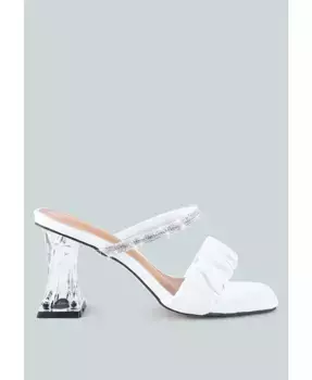 Сандалии с прозрачным каблуком и стразами Date Look London Rag, белый