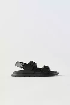 Сандалии с пряжками ZARA, черный