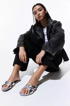 Сандалии с пряжкой H&M, серебряный