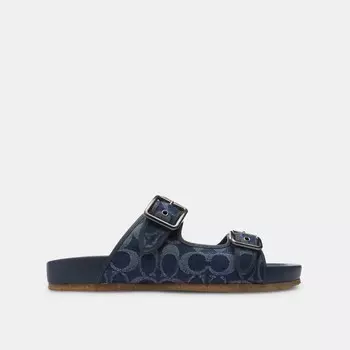 Сандалии с пряжкой и ремешком COACH, цвет blue denim