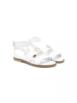Сандалии с пряжкой Oval T TWINSET Kids, белый