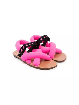 Сандалии с ремешками и логотипом Marni Kids, розовый