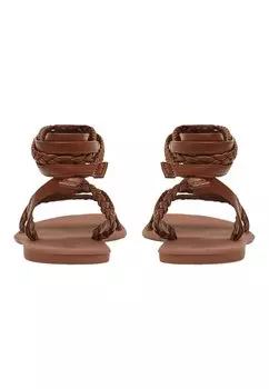 Сандалии с ремешками Intrecciato Calliope, коричневые