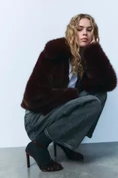 Сандалии с ремешками из страз ZARA, бордово-красный