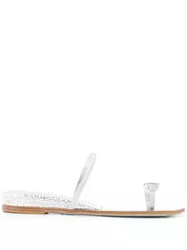Сандалии с ремешком и кристаллами Casadei, серебяный