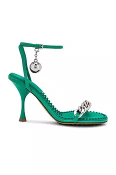 Сандалии с ремешком на щиколотке в горошек Bottega Veneta, цвет Acid Turquoise