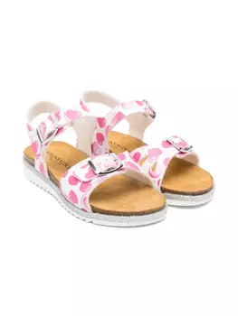 Сандалии с сердечным принтом Monnalisa, белый