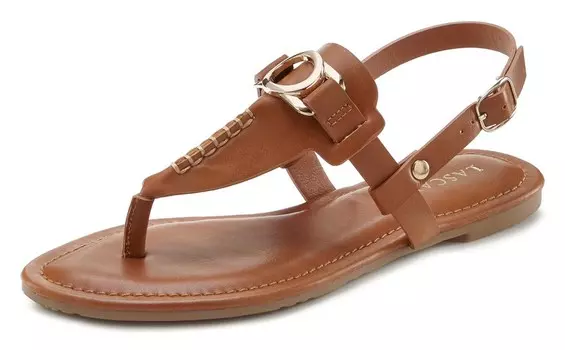 Сандалии с т-образной планкой LASCANA, коричневый