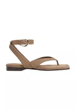 Сандалии с Т-образной застежкой FLAT TEXTURED Stradivarius, бежевый