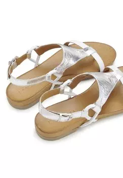 Сандалии с Т-образной застежкой LASCANA, серебристый