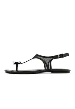 Сандалии с Т-образной застежкой Massimo Dutti, черный