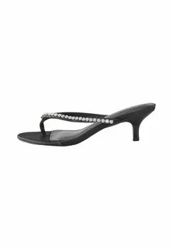 Сандалии с Т-образной застежкой REGULAR FIT - FOREVER COMFORT JEWELLED TOE THONG KITTEN HEELS Next, черный