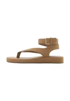 Сандалии с Т-образной застежкой SPLIT WITH BUCKLE Mango, песочный
