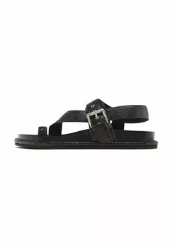Сандалии с Т-образной застежкой WITH TOE DIVIDER Massimo Dutti, темно-коричневый