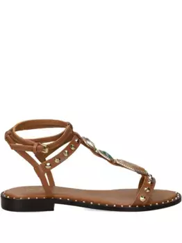 Сандалии с т-образным ремешком и заклепками Ash, коричневый