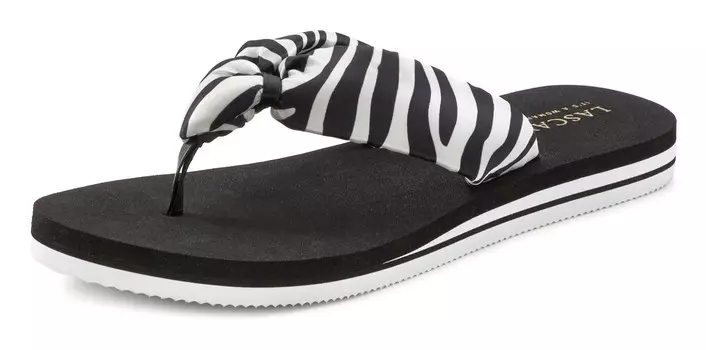 Сандалии с Т-образным ремешком Lascana, черно-белый