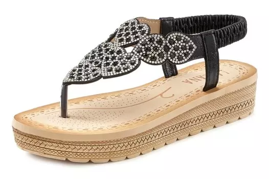 Сандалии с т-образным ремешком LASCANA T-Bar Sandals, черный