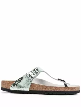 Сандалии с тиснением под кожу крокодила Birkenstock, серебристый