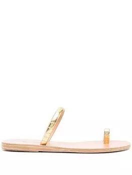 Сандалии с тиснением под крокодила Древнегреческие сандалии, золотистый