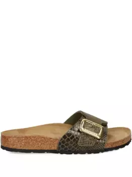 Сандалии с тиснением под змеиную кожу и пряжкой BIRKENSTOCK, зеленый