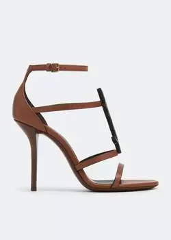 Сандалии SAINT LAURENT Cassandra leather sandals, коричневый