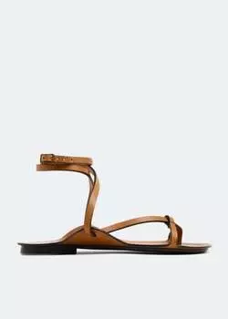 Сандалии SAINT LAURENT Isla flat sandals, коричневый