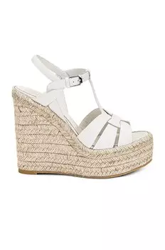 Сандалии Saint Laurent Tribute Espadrille Wedge, цвет Porcellana
