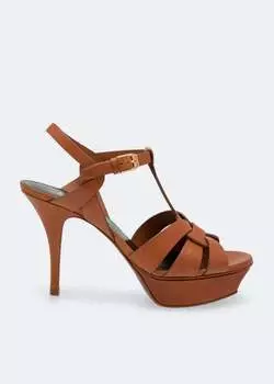 Сандалии SAINT LAURENT Tribute platform sandals, коричневый