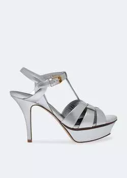 Сандалии SAINT LAURENT Tribute platform sandals, серебряный