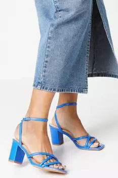 Сандалии Salou на высоком блочном каблуке с ремешками-спагетти Dorothy Perkins, синий