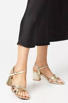Сандалии Samiya на среднем каблуке с перекрестными ремешками Wallis, золото
