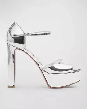 Сандалии Sandaloo на платформе с красной подошвой и металлизированной подошвой Christian Louboutin, цвет Silver
