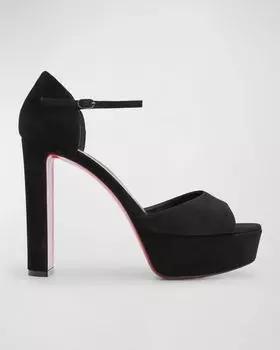 Сандалии Sandaloo на платформе с красной замшей и подошвой Christian Louboutin, цвет Black