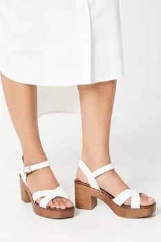 Сандалии Sansa на блочном каблуке с перекрестными ремешками Dorothy Perkins, бежевый