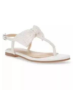 Сандалии Sasha для маленьких и больших девочек с Т-образным ремешком и бантом Betsey Johnson, коричневый/бежевый