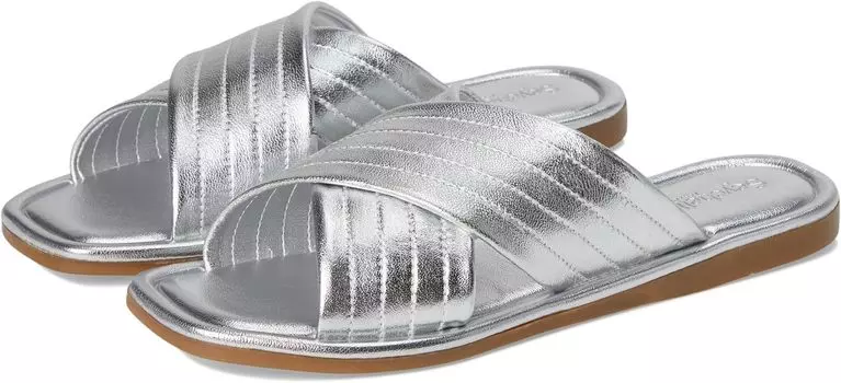 Сандалии Seychelles Courage Metallic Leather Slide Sandal, серебряный