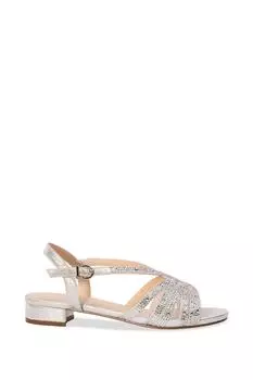 Сандалии Shimmer 'Quest' на низком каблуке ШИРОКОГО КРОЯ Paradox London, серебро