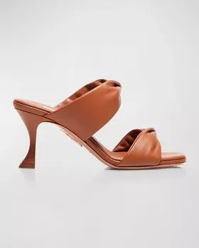 Сандалии-шлепанцы с двумя ремешками Twist Aquazzura, цвет Cuoio